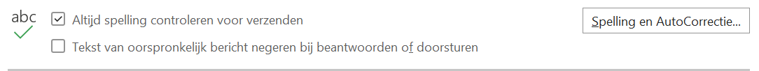 Outlook optie spelling