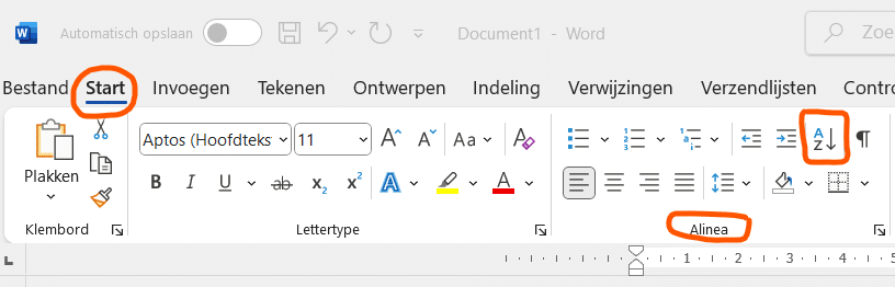 Sorteren in Word